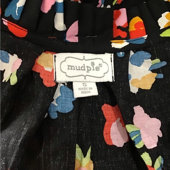 Mud Pie Black Floral Ruffle Sleeveless Tiered Sundress Women’s Size Small - Picture 9 of 12